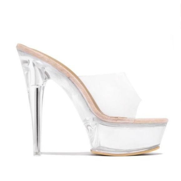 Nude Lucite Platform Heels - Picture 5 of 6